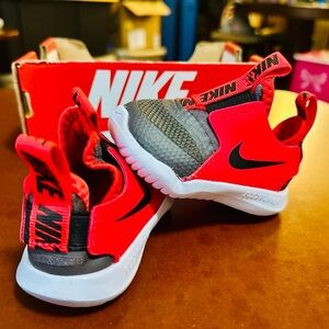 Nike Kids Red Black Gray Slip-On Athletic Sneakers